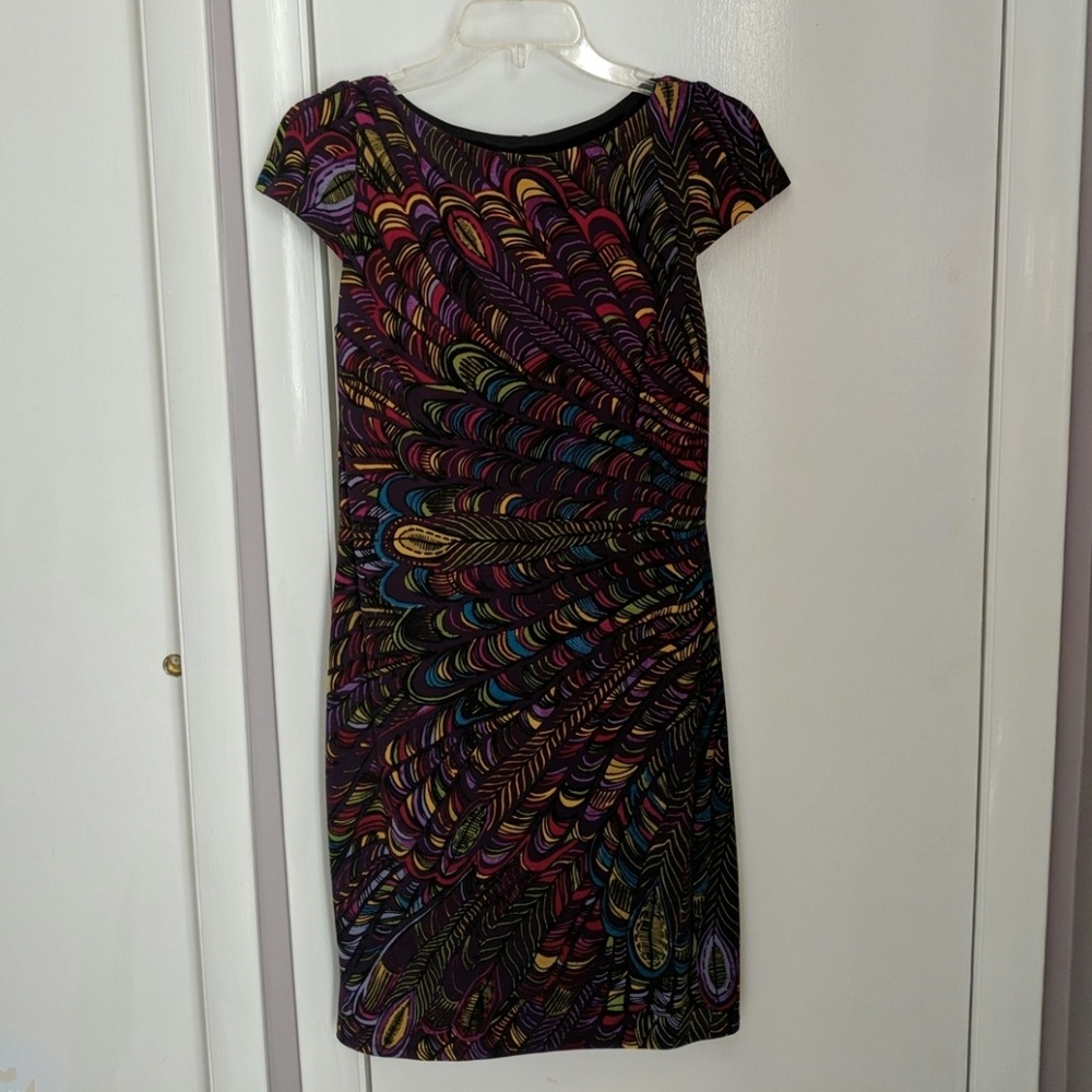 Evan Picone Peacock Cap Sleeve Dress, size 8
